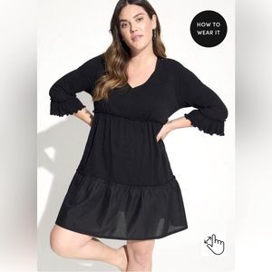 Mini Cotton Ruffle Long Sleeve Beach Dress torrid size 3